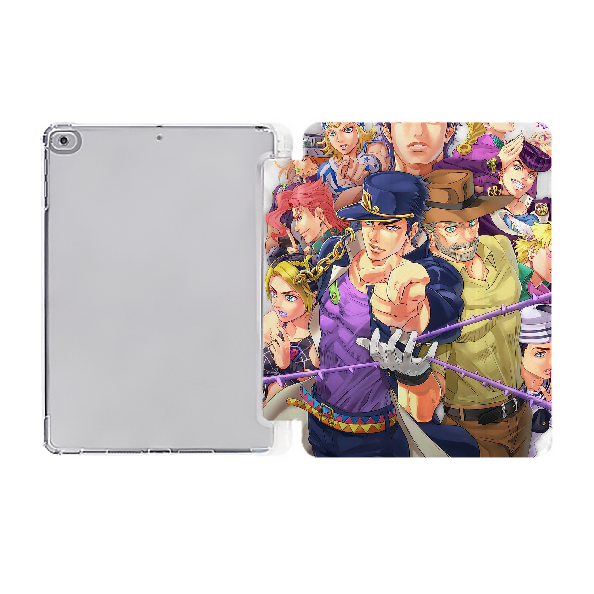 （画像用） ジョジョの奇妙な冒険 JoJo's Bizarre Adventure IPad ケース ペン収納付き 三つ折りスタンド PUレザー×シリコン 対応機種9.5/10.5/10.9インチ